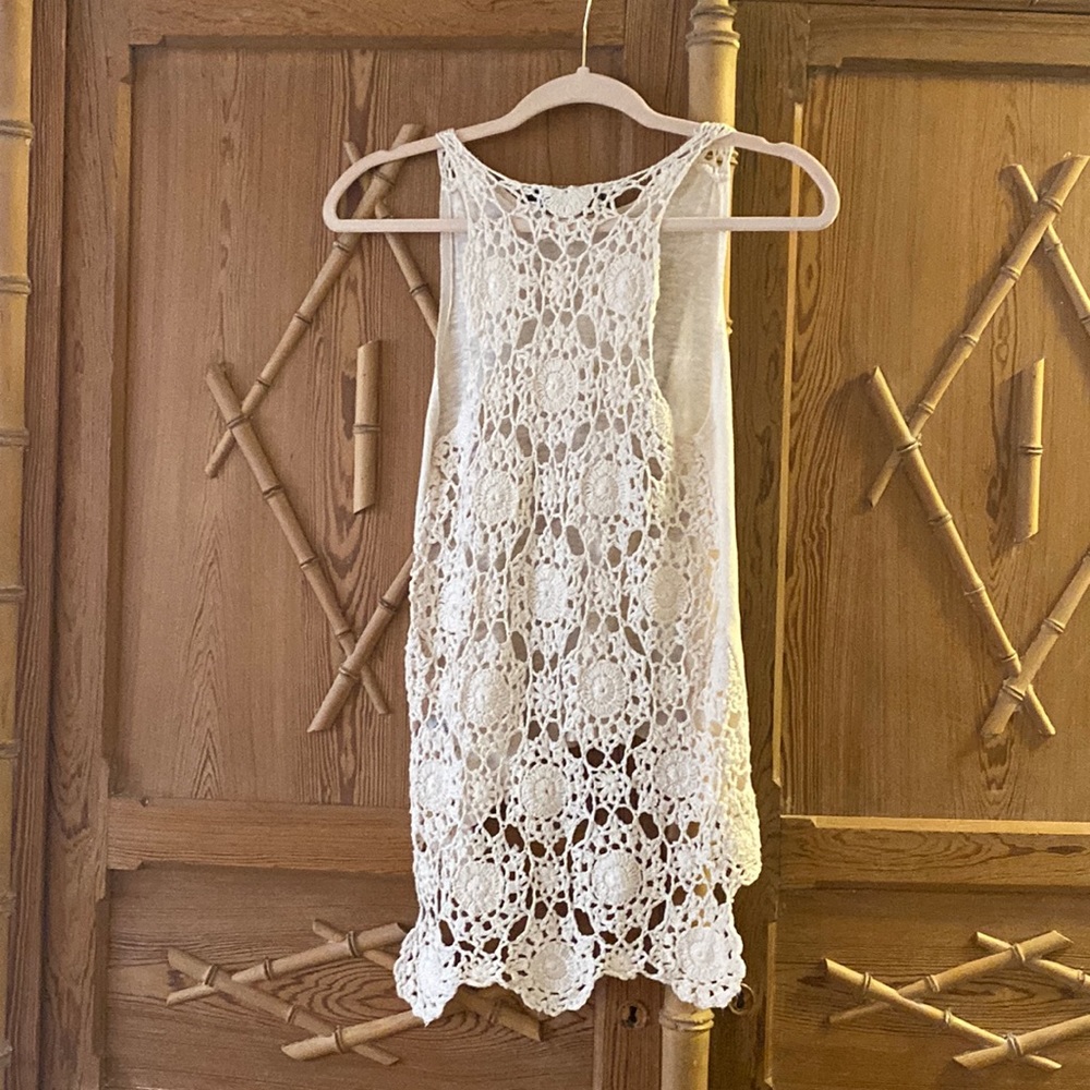 Eternal sunshine creations like free people linen cotton crochet tank size small